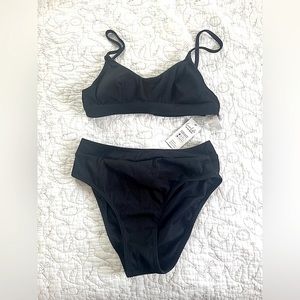CUPSHE Black High-Waisted Bikini Set